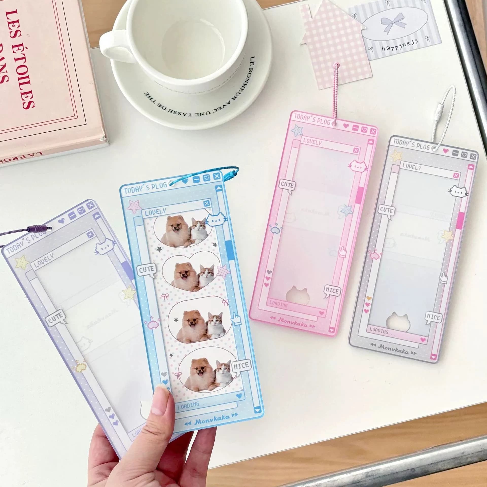 Cute Kitten Jelly Color Photo Booth Frames Photo Booth Album For 2X6 Inch Photo Strips Wedding Album 2 X 6 Bookmark Holder