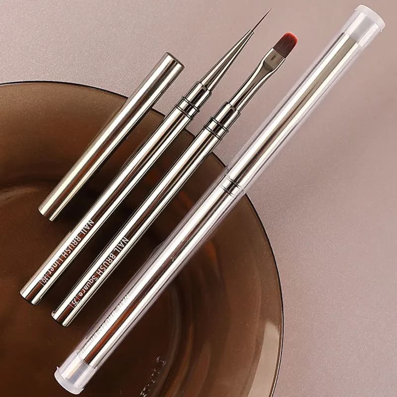 Professional Round Nail Art Brush Metal Handle UV Gel Builder Brush for Builder Gel & Acrylics Precision Painting Manicure Pen
