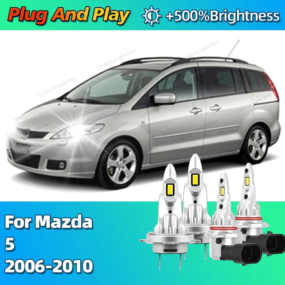 2/4 pezzi 6000K fari per auto lampadine a LED CANBUS luci HB3 H7 30000Lm faro per Mazda 5 2006 2007 2008 2009 2010 Plug and Play