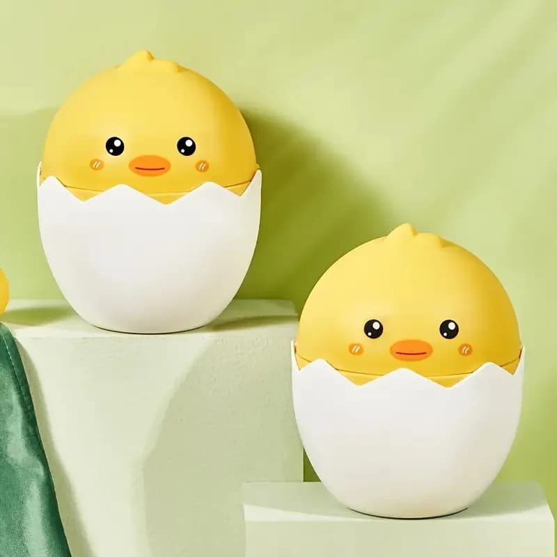 Grazioso mini cestino per la spazzatura a forma di cartone animato con coperchio ribaltabile - Cestino ovale da scrivania per casa e ufficio