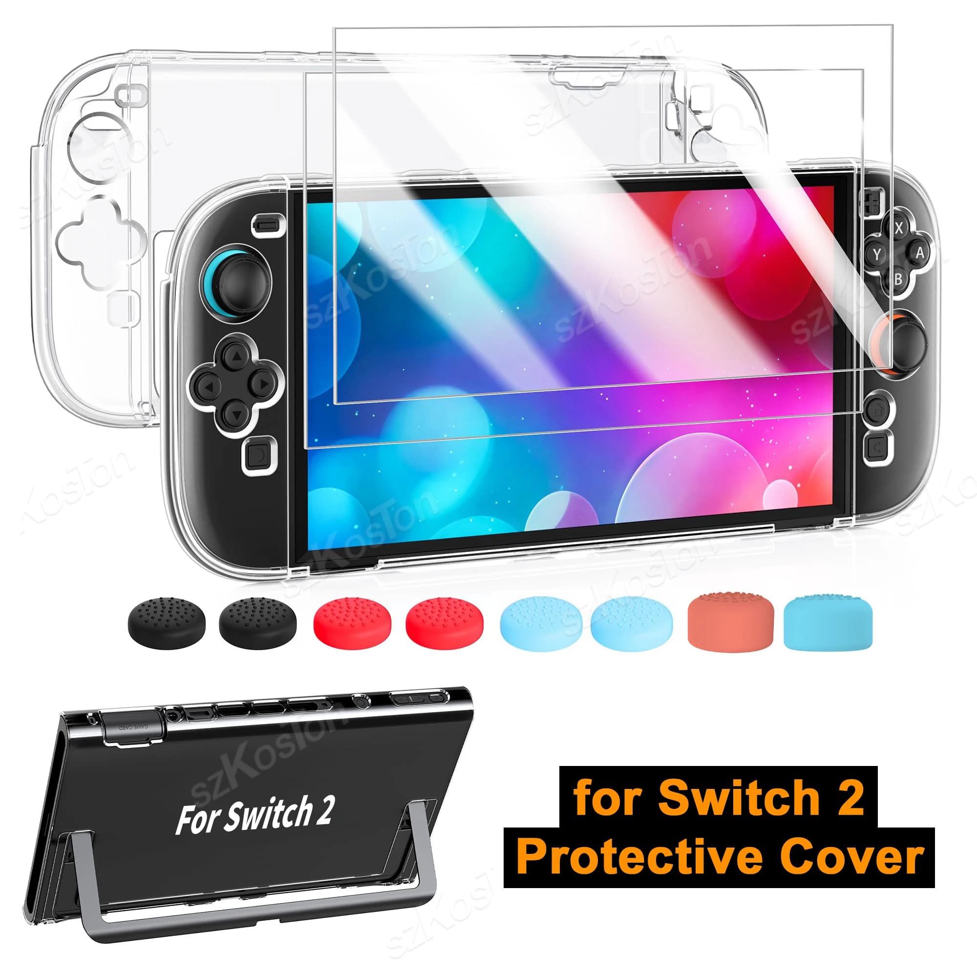Custodia rigida per PC Dockable per Nintendo Switch 2 Custodia protettiva trasparente 3in1 con protezione per lo schermo per set di accessori Switch2