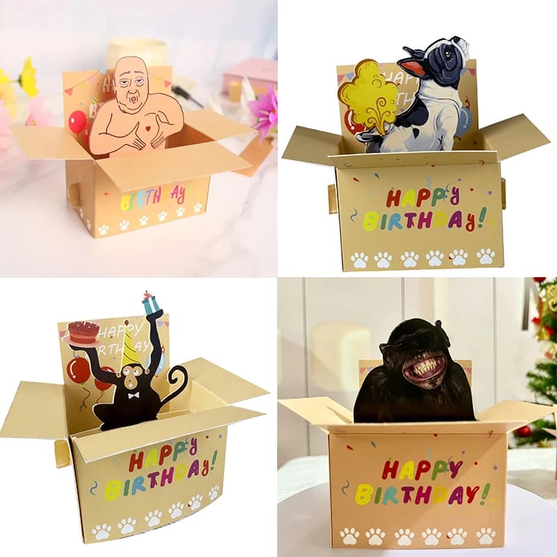 1 biglietto d'auguri pop-up divertente per il compleanno - Design 3D umoristico con palloncini a forma di cuore e coriandoli, biglietto fantasioso