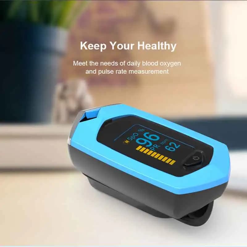 Portable JYHealth finger cleaner with alarm, rechargeable, for measuring SPO2, PR and oxygen saturation in the blood.