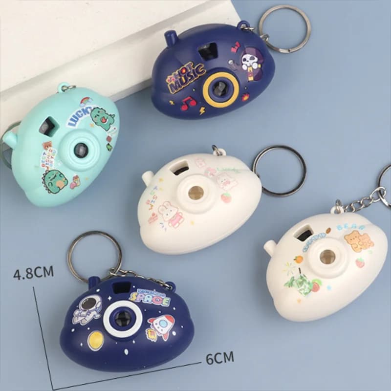 Creativo simpatico cartone animato mini fotocamera diapositive proiettore di luce portachiavi borsa giocattolo per bambini accessori pendenti