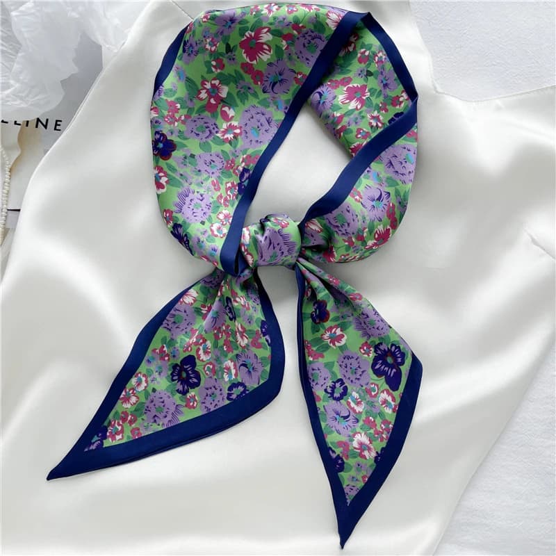 Luna & Dolphin Women French Wide Geometric stampa geometrica verde bianco blu sciarpa lunga fasce fazzoletto da collo Streamer girocollo