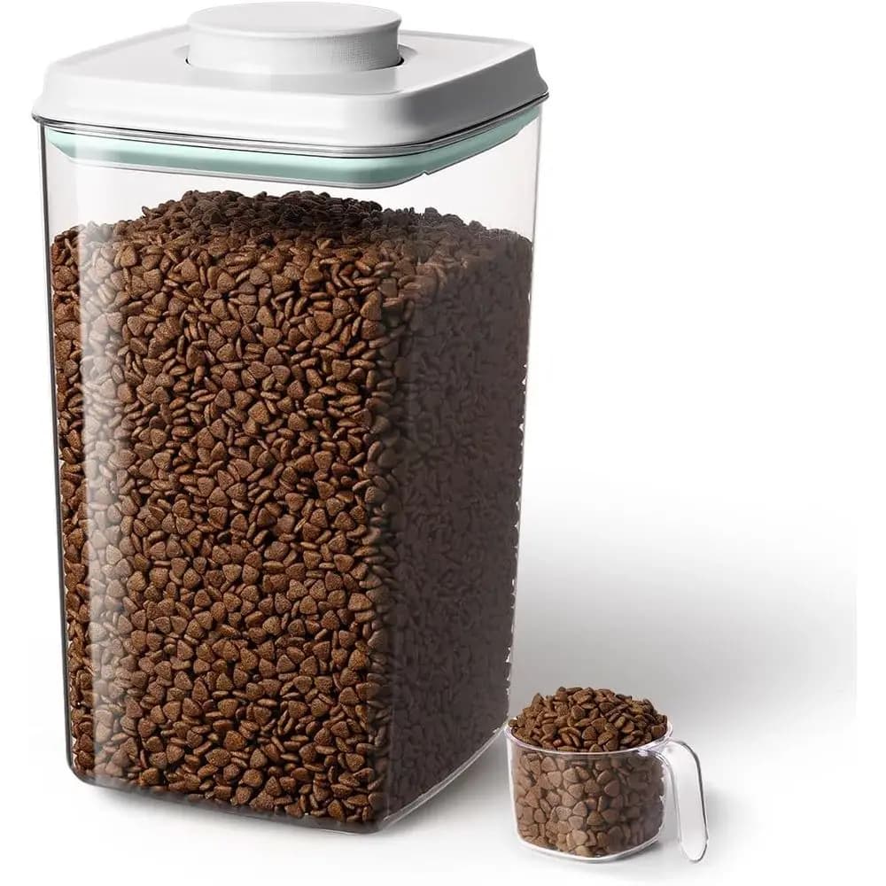 130ml Scoop – 4L/4.2qt Airtight Dog Food Container for Kibble & Treats, BPA-Free Cat Food Storage Container, Stackable Lid Plast