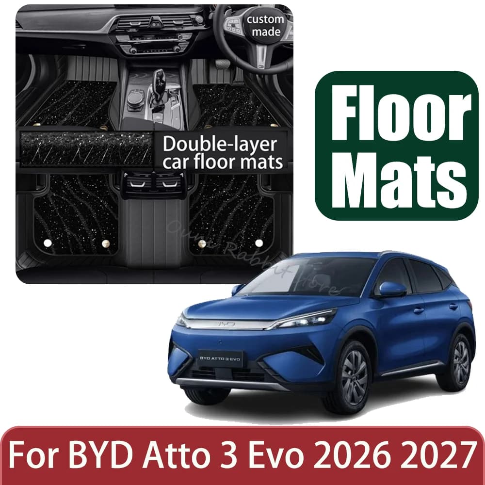 For BYD Atto 3 Evo 2026 2027 Car Leather Floor Mats Scratch Resistant Carpets Pad Anti-scratch Interior Protection Accessories