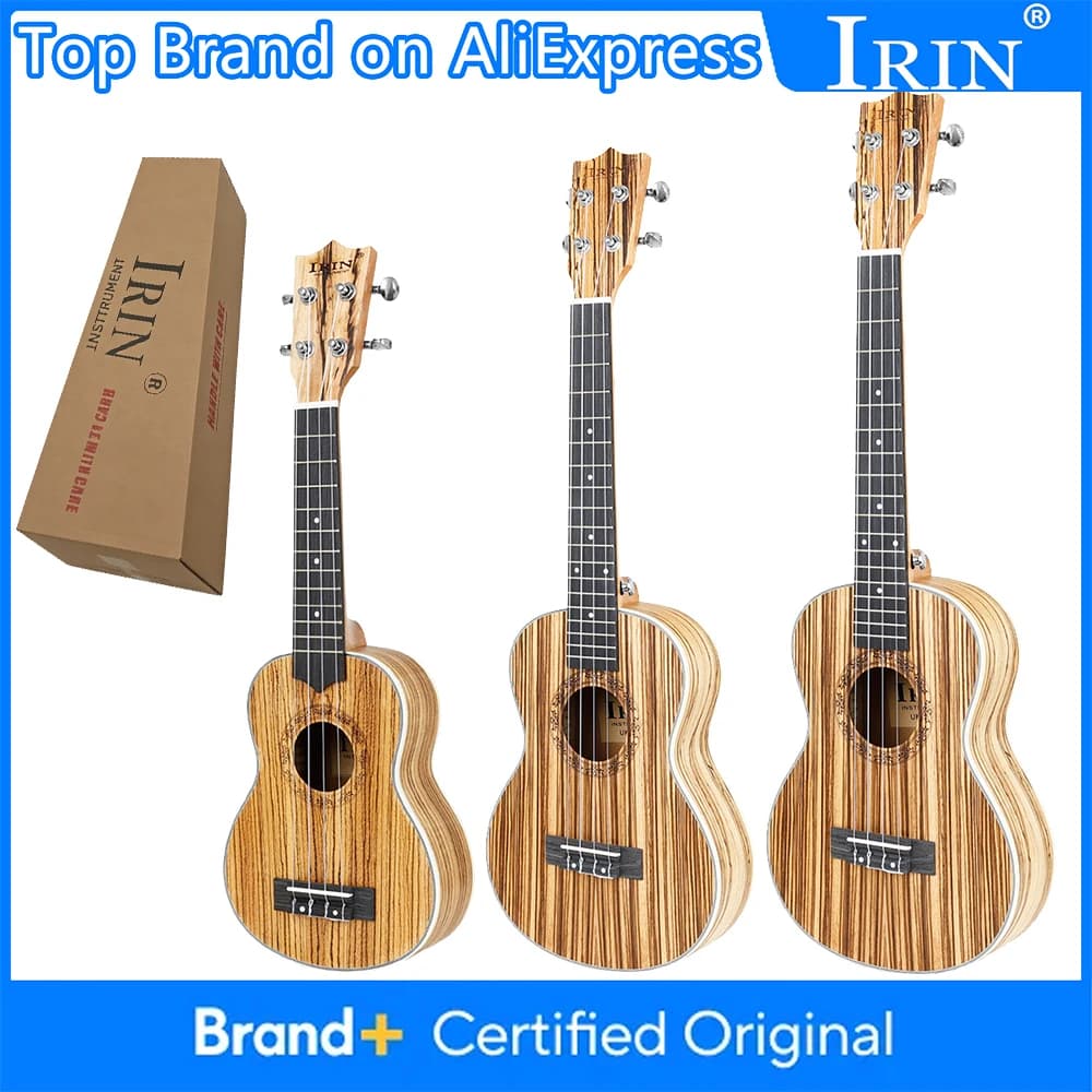IRIN Ukulele 21/24/26 pollici Ukulele Zebrawood Ebony Chitarra hawaiana Ukulele a 4 corde Strumento musicale a corda singola Mini Guitarra
