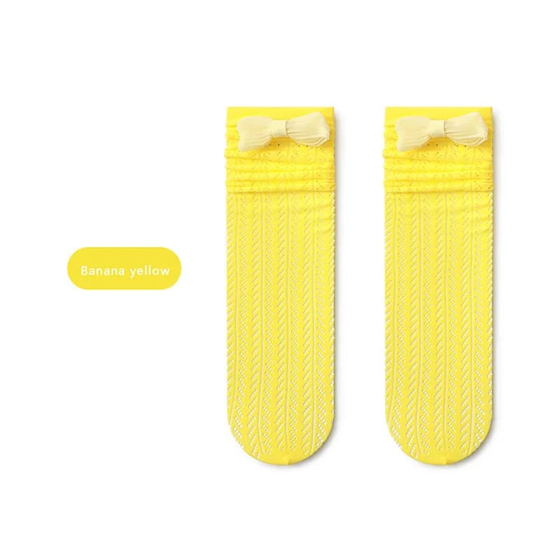 Calzini da bambina per bambini Calzini traspiranti leggeri con design a fiocco scavato per la primavera e l'estate, perfetti per l'abbigliamento casual