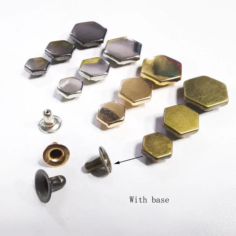 100 Pz/lotto 8mm Chiodi Esagonali Rivetti Borsa Zaino Accessori Decorativi Poligonale Scarpe In Metallo Rivetti Mestiere In Pelle