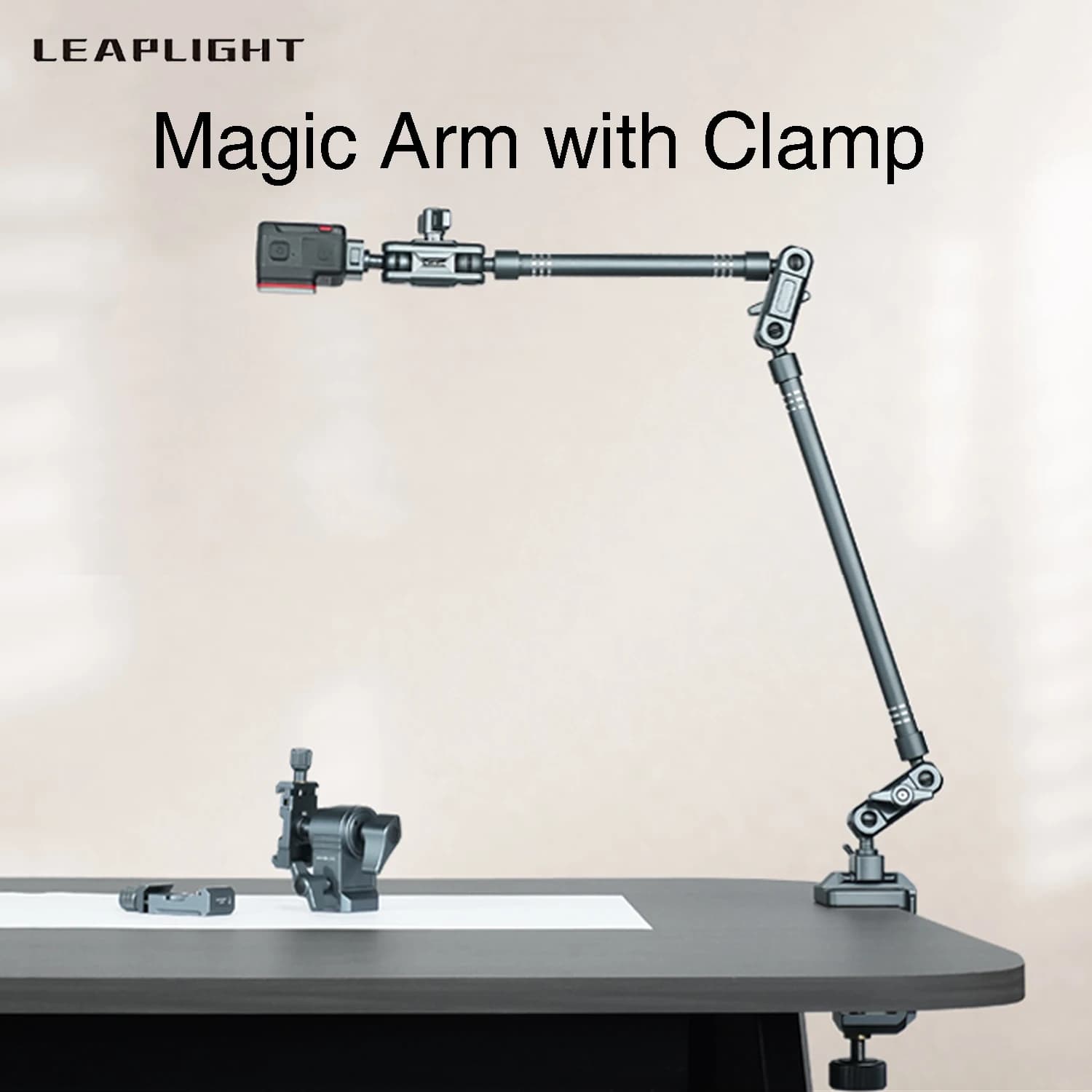 LEAPLIGHT Magic Arm with Clamp, Clutch Articulated Table Stand for DSLR Camera, Webcam, Microphone, Light, Action Camera