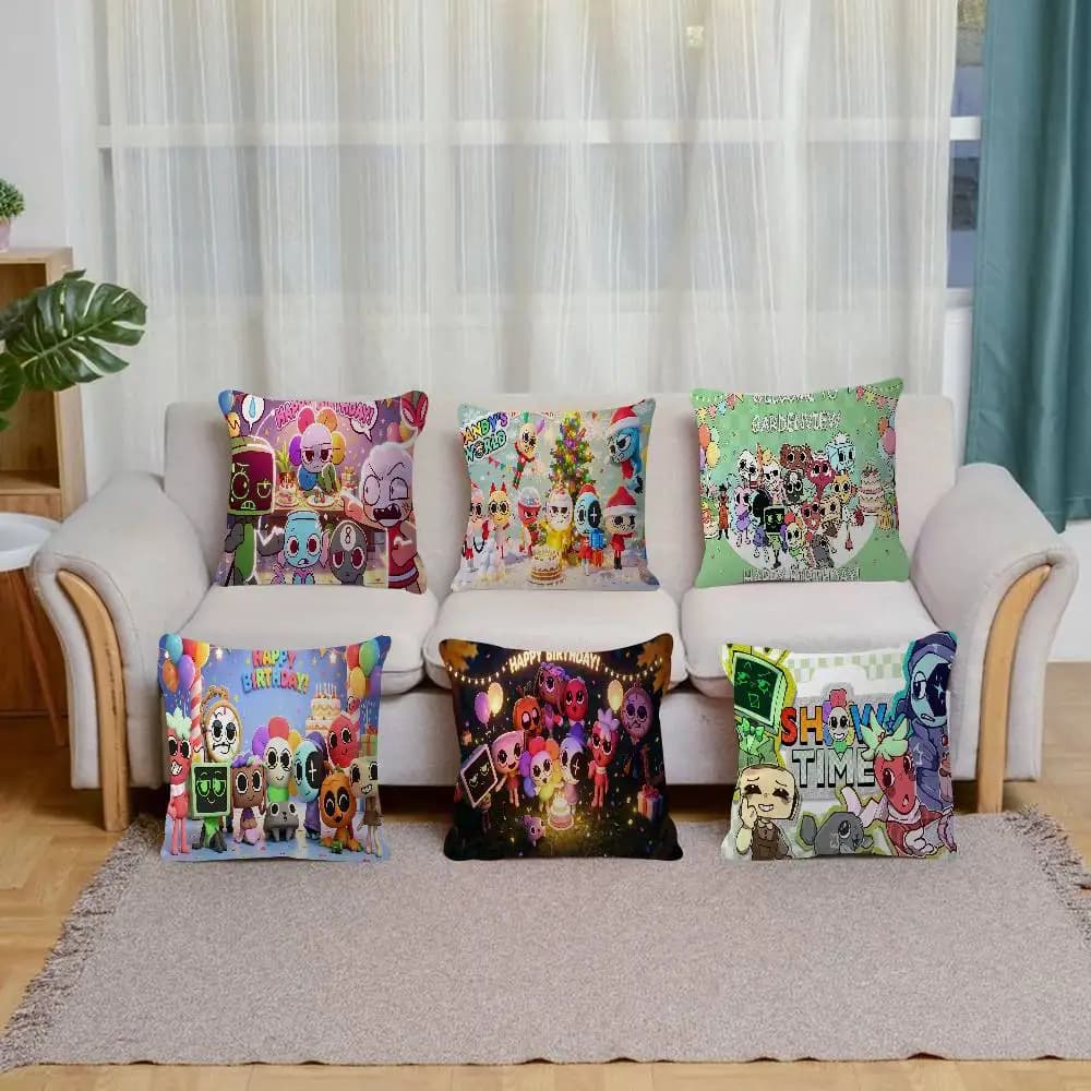Cute Game Dandys Worlds Cartoon Pillow Cover Soft Decor Throw Pillow Case 45x45cm Couch Home Decor for Living Room Party Gift