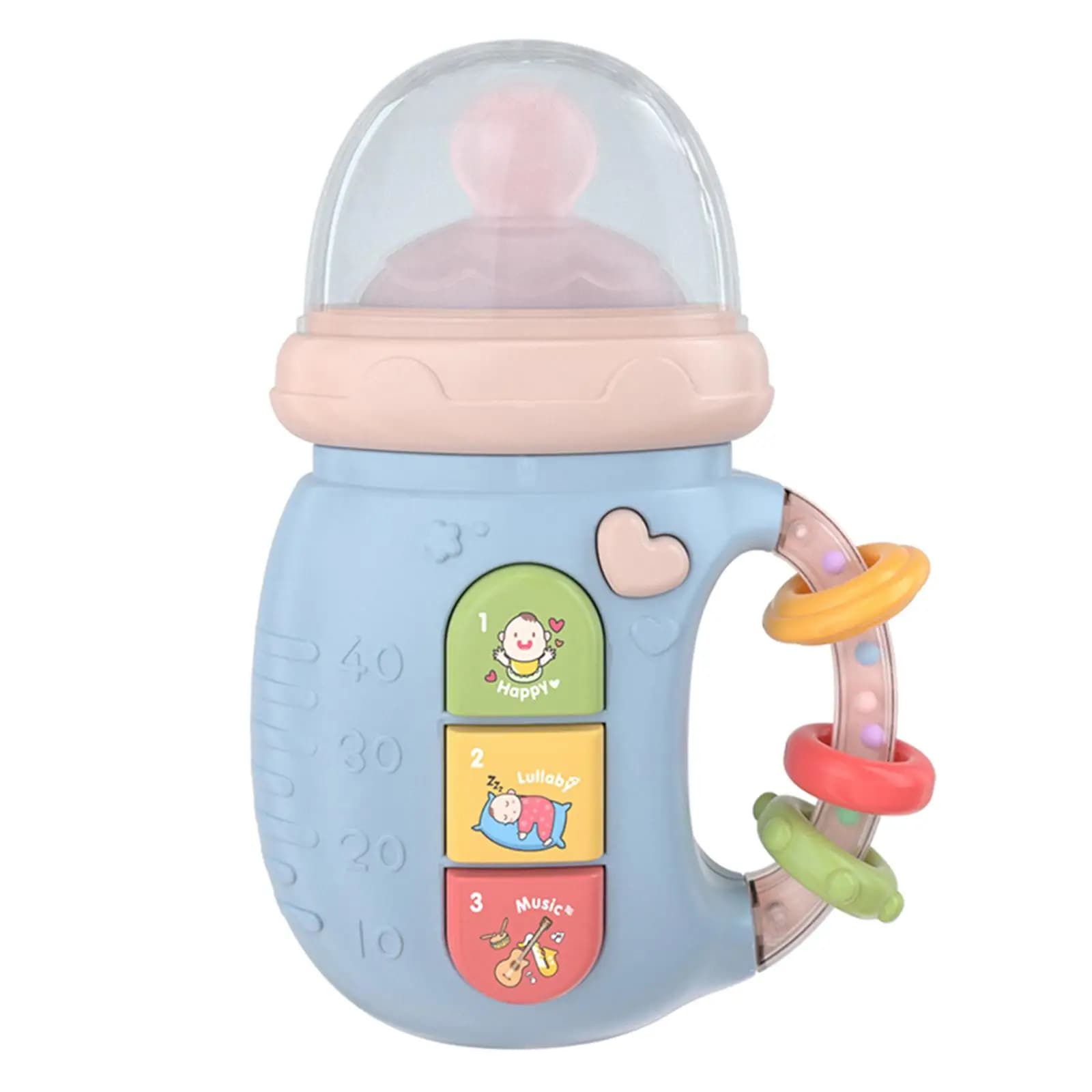 Giocattoli Sonaglio per Neonati, Massaggiagengive, Campanelli Educativi, Giocattoli Sensoriali in Peluche a Forma di Biberon, Giocattoli da Afferrare per Neonati e Bambini 3-6 Mesi