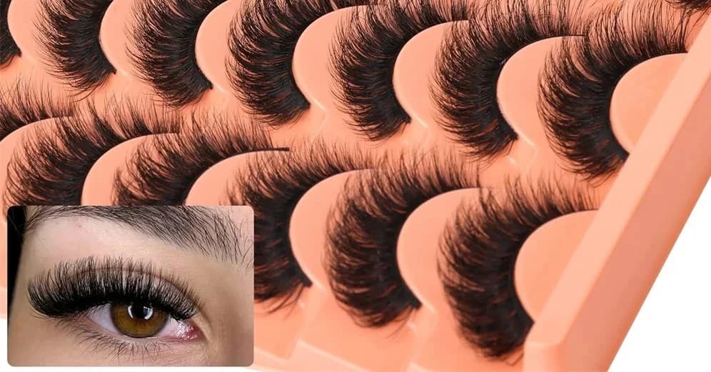 7 Paia di Ciglia Started from the Natural Appearance, Mirrors and Voluminous in Finto Visone, Eye Effect similar to Extension, Black