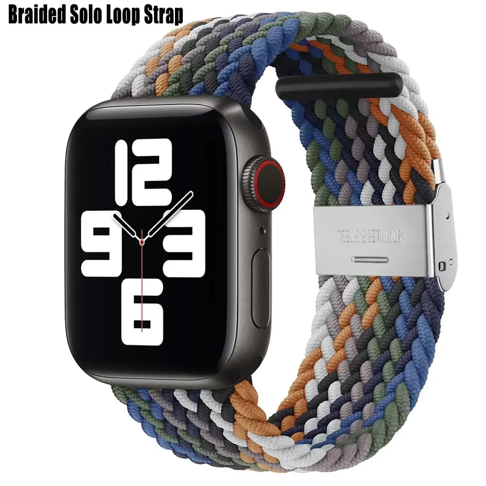 Anello singolo intrecciato per cinturino Apple watch 44mm ultra-2 49mm 45mm 46 42-40mm-41mm Bracciale elastico serie iWatch 10 9 8 se 6 7 5 4 3