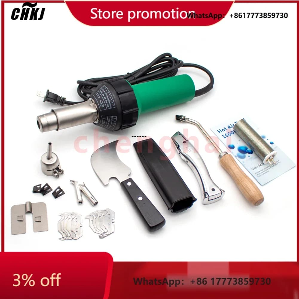 CHKJ for Professional Hot Air Welding Kit + Plastic Heat Gun + Accessories 1600W For PVC Plastic Flooring Linoleum Vinyl Floo