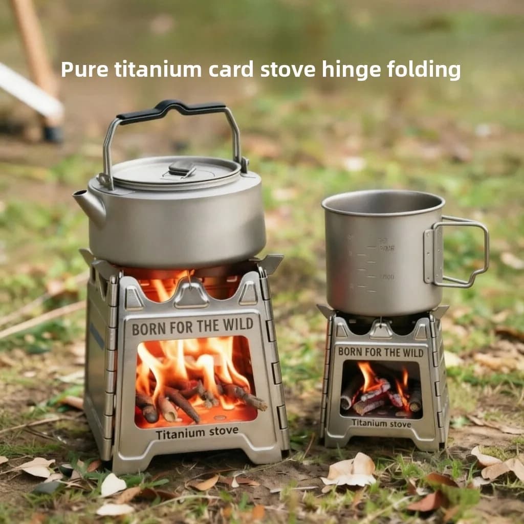 TiForge Compact Folding Titanium Wood Stove for Outdoor Camping Cooking Picnic Wood Burner Camping Accessories and Equipment