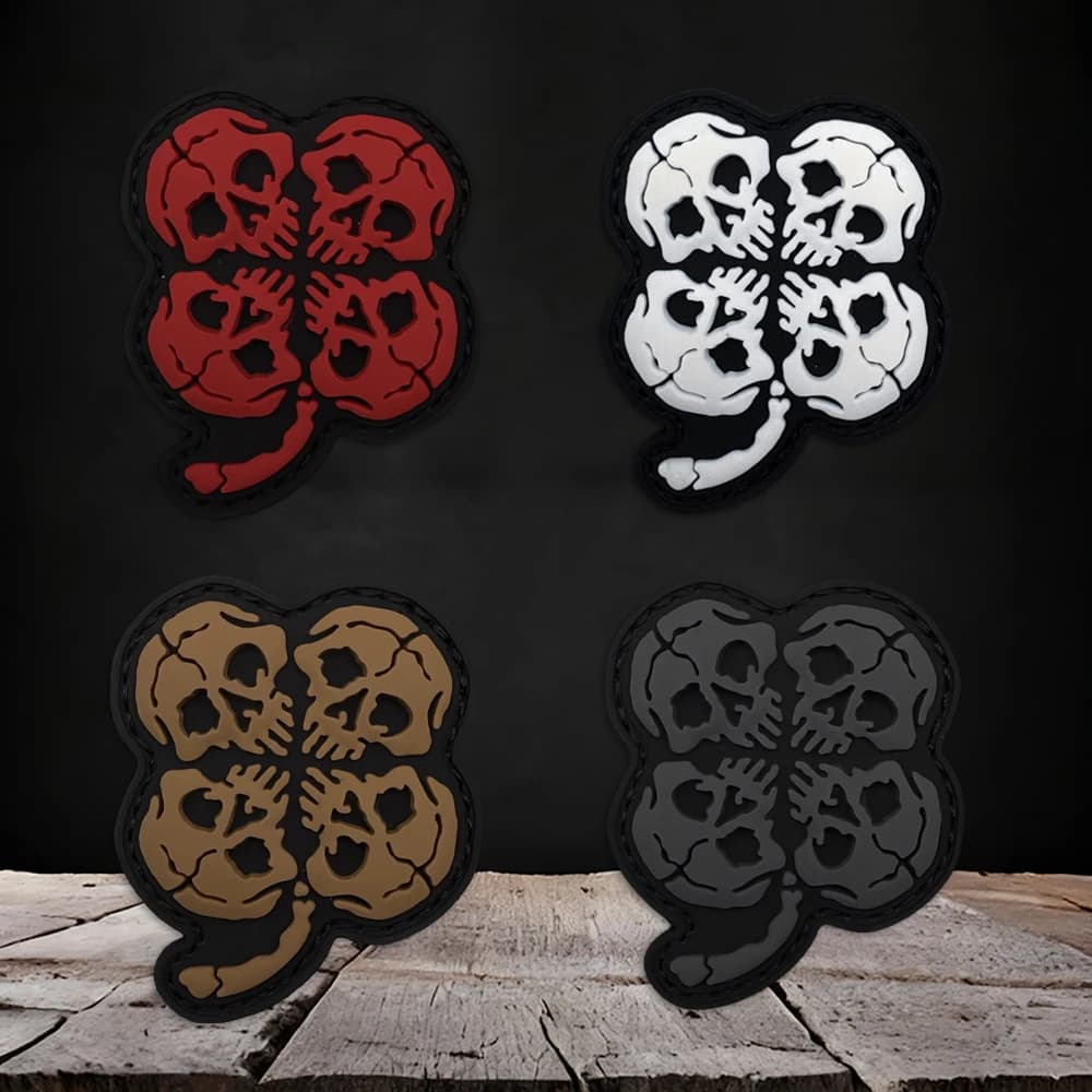 Patch in PVC a forma di quadrifoglio, distintivo tattico per gilet/trasportino, adesivo in PVC con effetto fosforescente, patch morale con chiusura a strappo, patch per zaino, patch per abbigliamento, in gomma morbida