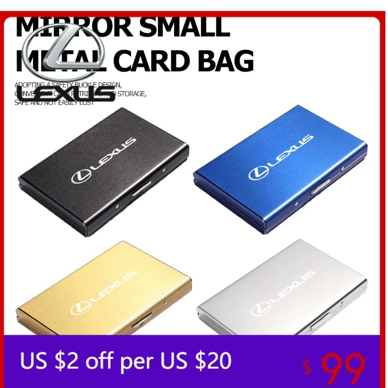 For Lexus Car Metal Credit Card Holder Wallets ID Card Holder Case Pop Up Wallet UX250h RX450h CT200h RX400h NX LX GC RX UX GX