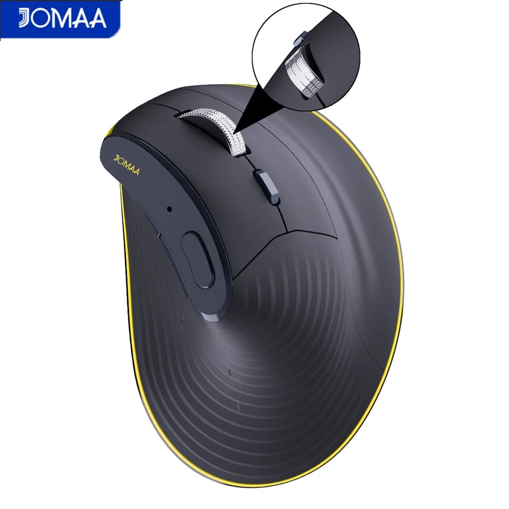 Jomaa Right Hand Ergonomic Mouse Reduced Wrist Strain Bluetooth Vertical Wireless Mouse with Speed Roller for Laptop ipad