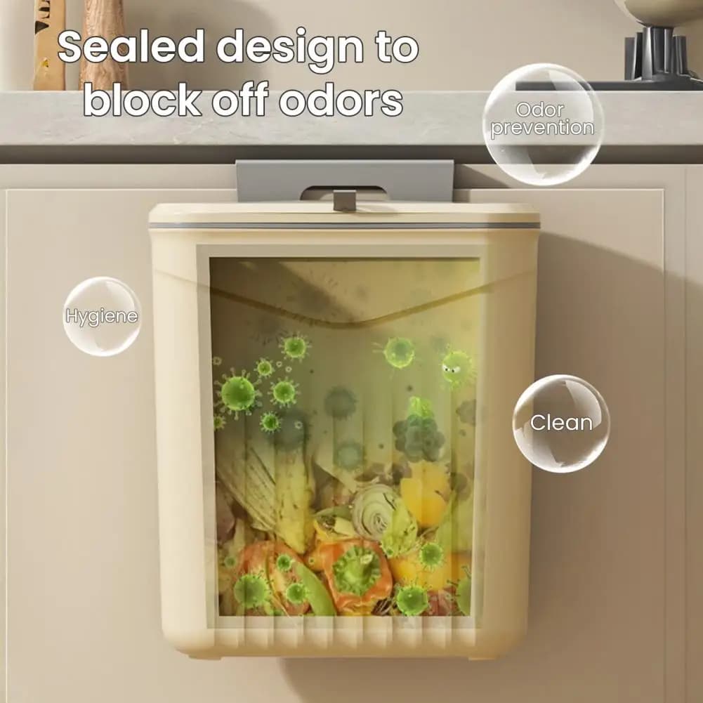 Cestino per compost da cucina a parete con coperchio, facile installazione, per appendiabiti da appoggio o sotto il lavello per la gestione