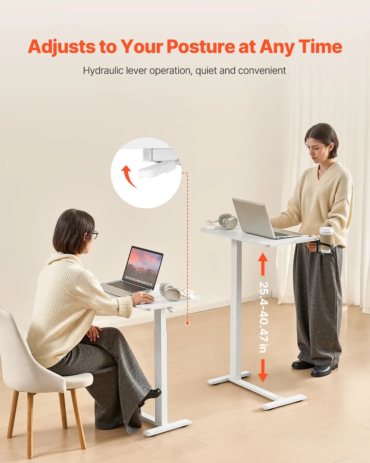 Postazione di lavoro mobile da comodino 31,5" x 15,7" per camera da letto, ospedale, dormitorio, scrivania per laptop regolabile in altezza con porta bicchieri integrato