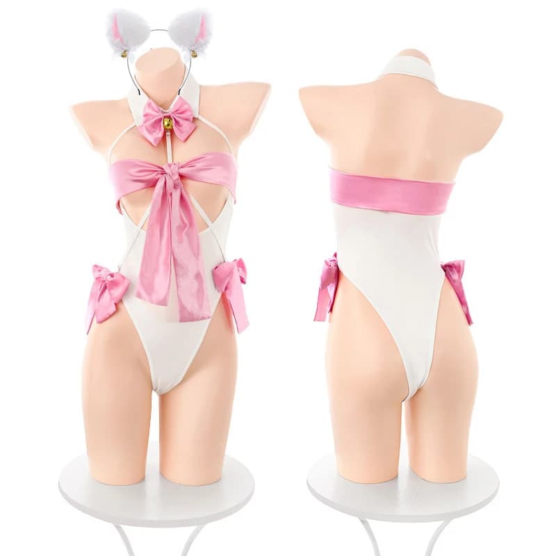Nekopara Vanilla Chocola Cosplay Lingerie Cute Hollow Out Bikini Bowknot Underwear Bodysuit Pajamas Bra Set