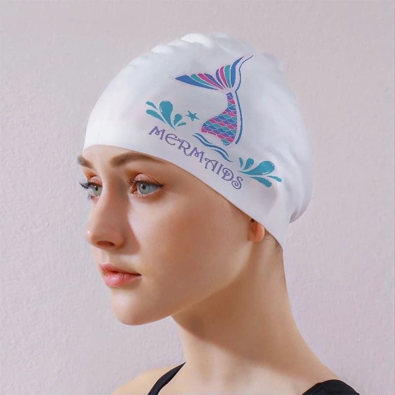 Printed Swimwear for Women Swimwear with Ear Protection for Long Hair Comfortable Silicone Swimwear Large Size Pool Accessories