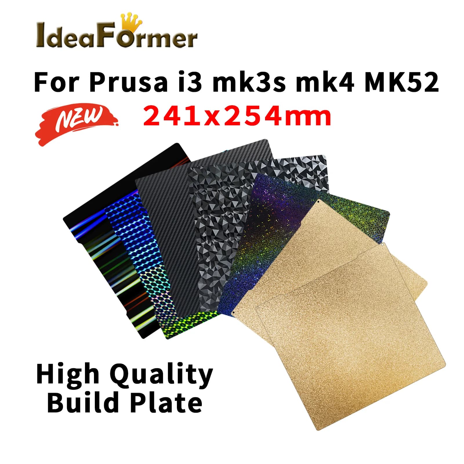 Piastra di stampa 241*254mm in acciaio armonico PEI/PEO/PET/PEY H1H per Prusa i3 MK3 MK3S+ MK4, ricambio per stampante 3D, piano riscaldato