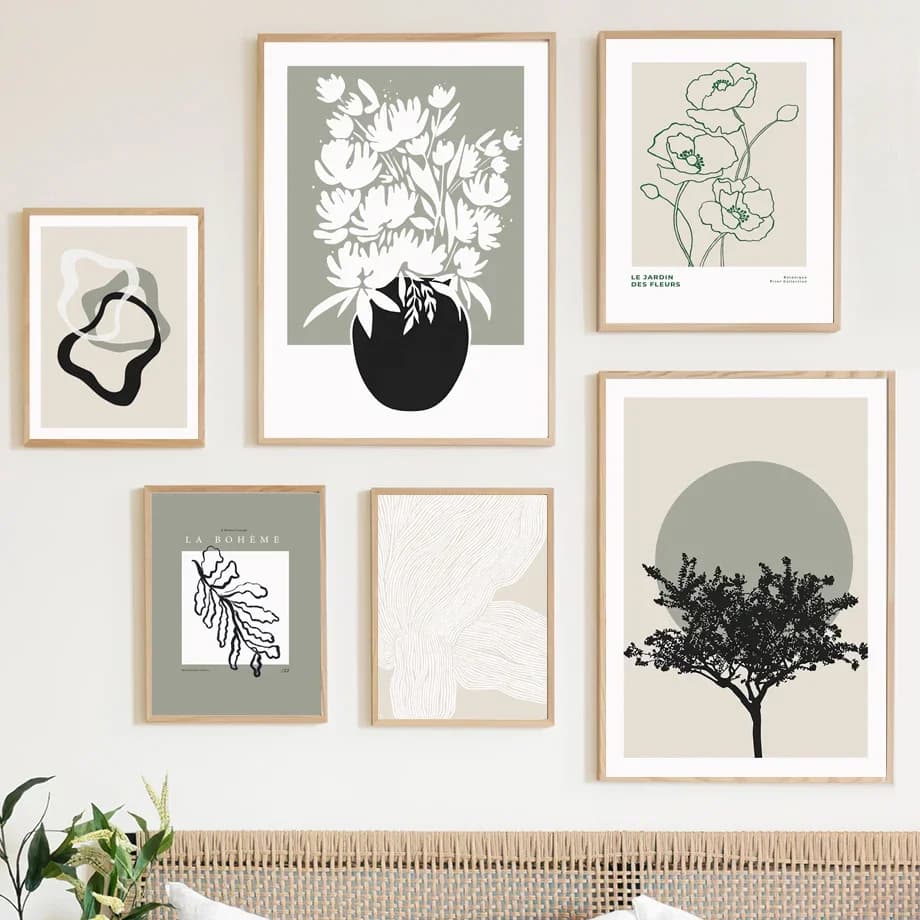 Leaf Tree Flower Geometry Botanical Wall Art Canvas Painting Posters ＆ Prints Abstract Minimalist Picture For Living Room Dec