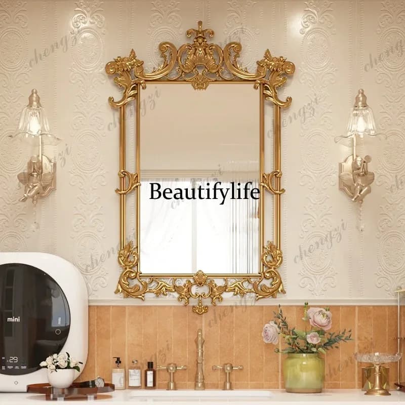K153 French retro toilet sink smart bathroom wall hanging American carved fireplace decorative mirror