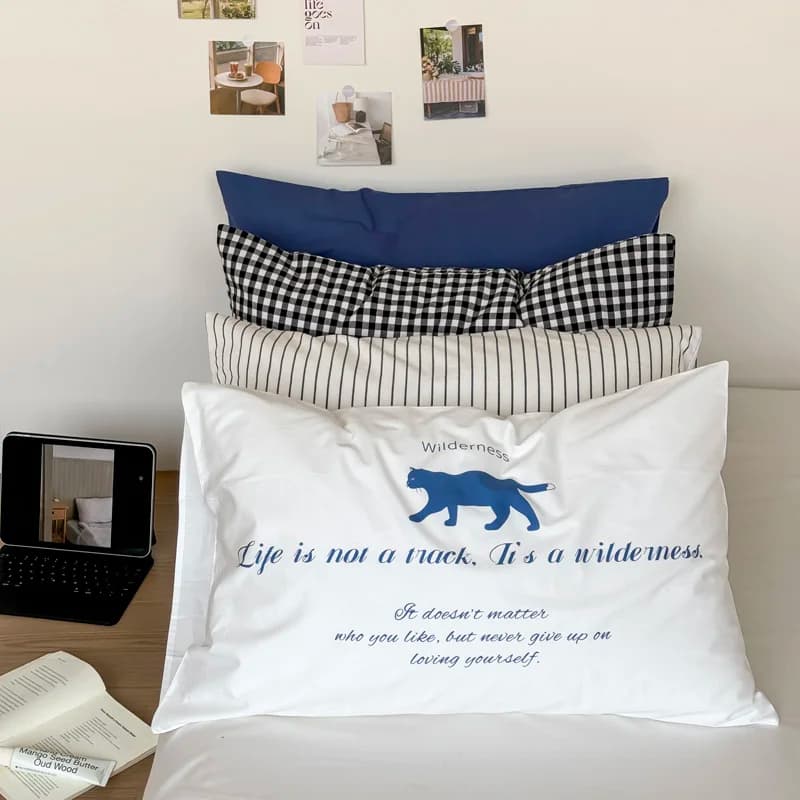 Federa per cuscino in puro cotone stile semplice, singola, accessori per la biancheria da letto, lavabile, universale