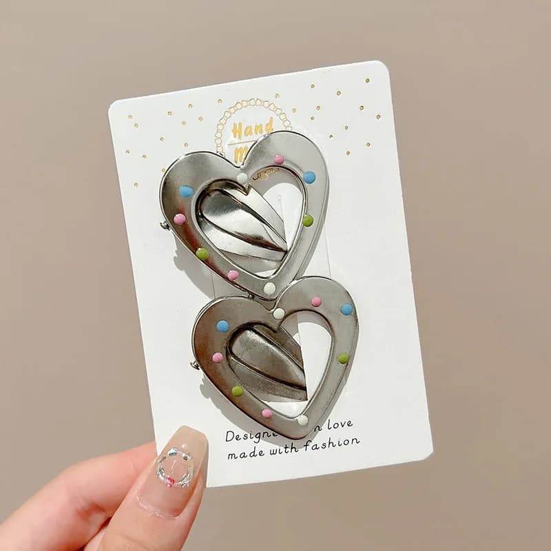 Silver Hairpin Hollow Wave Hairpin Heart Hairpin Makeup Clip Cute Hair Accessory DIY Styling Bangs Clip