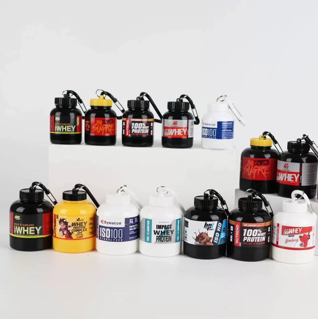 Mini Portable Bottle for Proteins in Powder with Keychain, Funnel for Integrators, Medicine Container, Small Water Cup, Open Camping Container