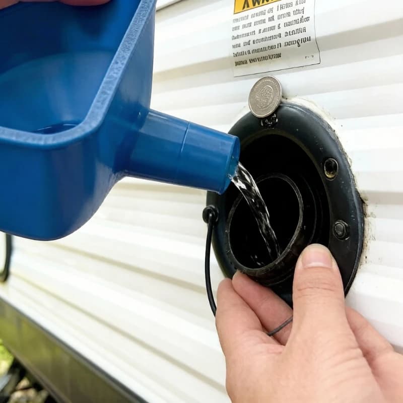 Imbuto per Serbatoio Acqua Fresca RV con Bocca Larga Anti-Schizzi, Adattatore di Riempimento per Camper, Roulotte e Accessori per Motorhome