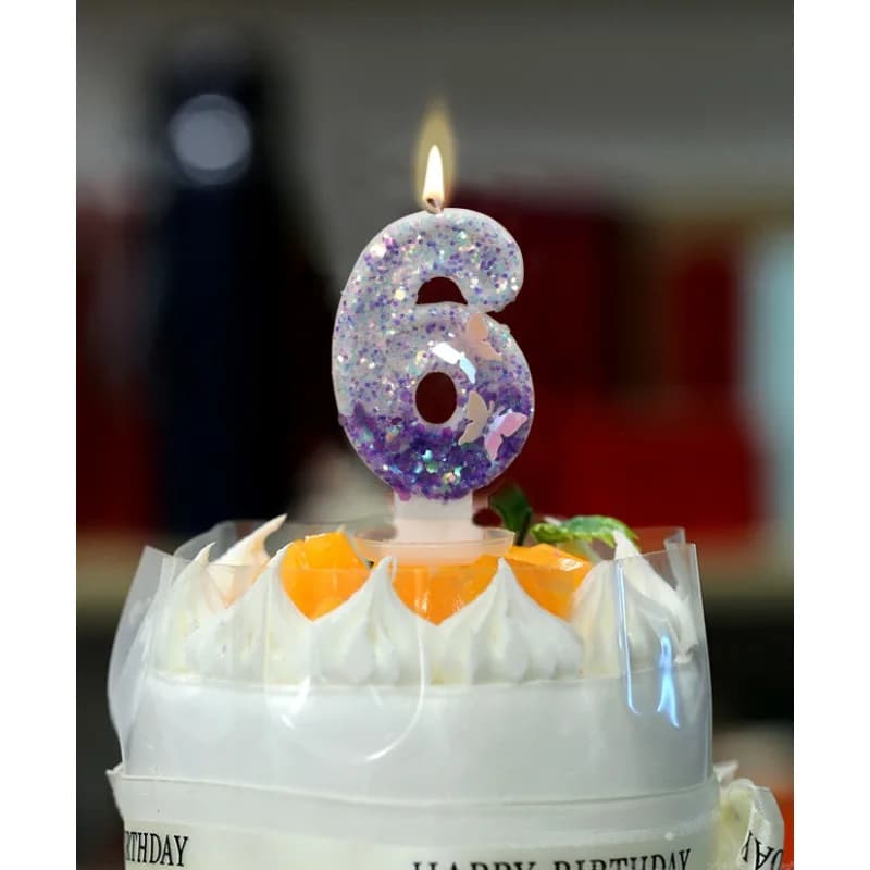 White Purple Glitter 3D Butterfly Number Candles for Birthday Cake Dessert table decoration ornaments 7.5 4cm Candles