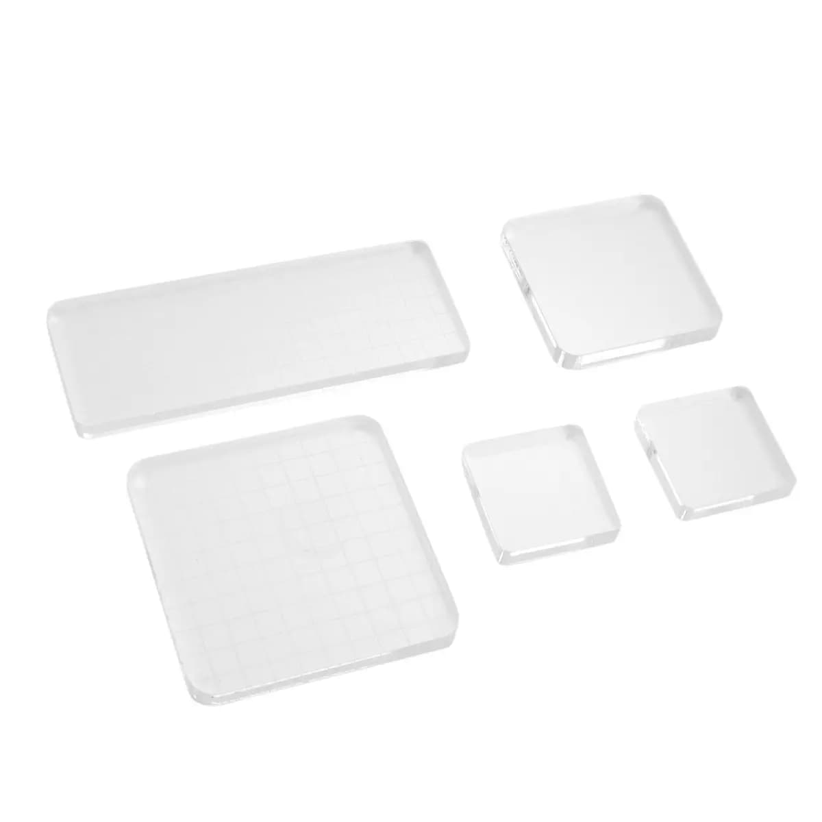 Set di 5 Blocchetti per Timbri in Acrilico Trasparente ad Alta Durezza con Linee a Griglia e Bordi Lisci per Scrapbooking e Cartoline