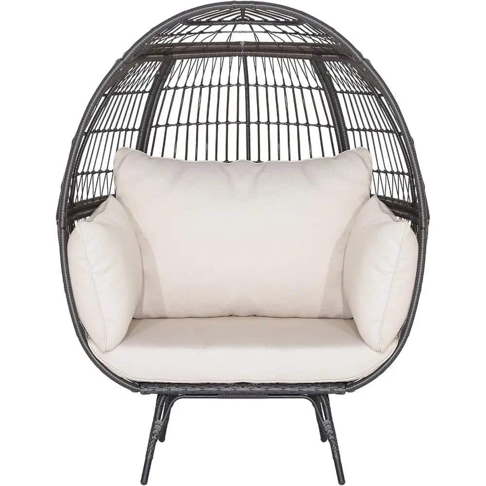 TIFICY patio lounge basket with 4 pillows, metal structure, outdoor lounge chair for living room, courtyard, maximum load 450 pounds
