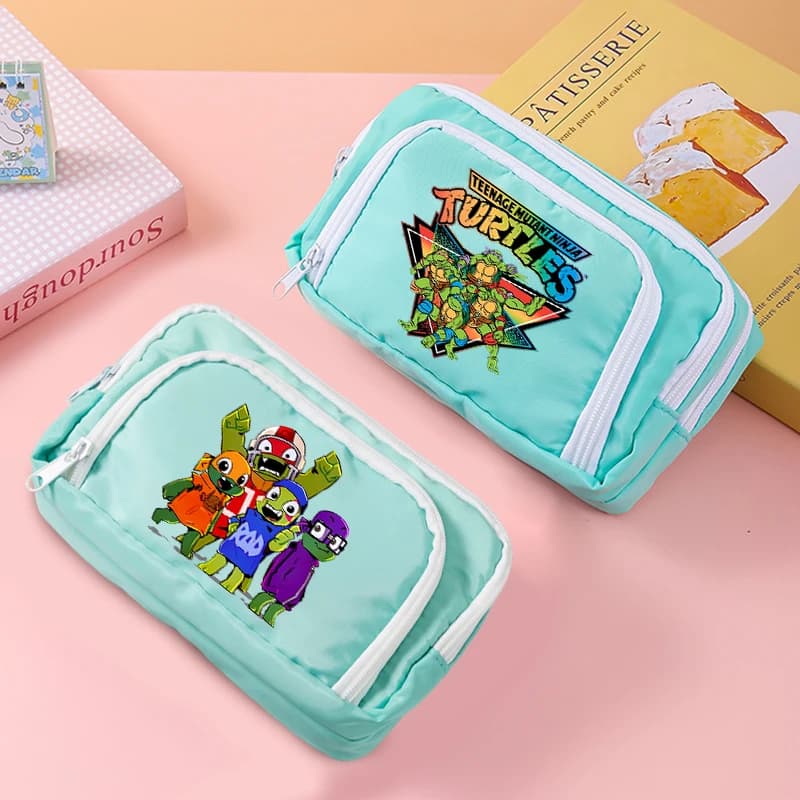 Teenage Mutant Ninja Turtles Canvas Large Capacity Pencil Case for Students Anime Cartoon Fashion Pen Bag Stationery Storage Bag