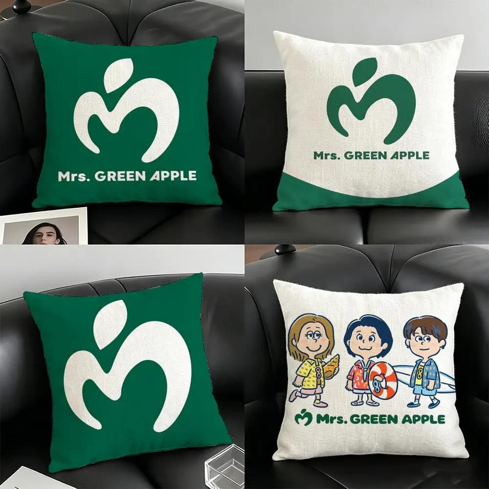 Federa per cuscino Mrs G-GREEN APPLE, copricuscini in lino per divano, soggiorno, panca, patio, pavimento, decorazioni per la casa