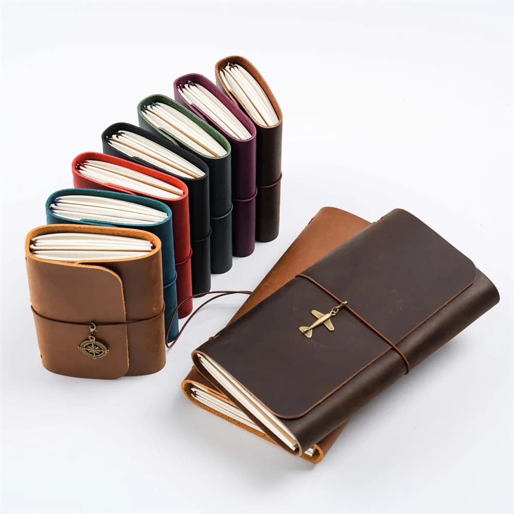 Three Fold Journal Real Leather Notebook Refillable Vintage Style Diary Traveler Note Books Back to School Gift