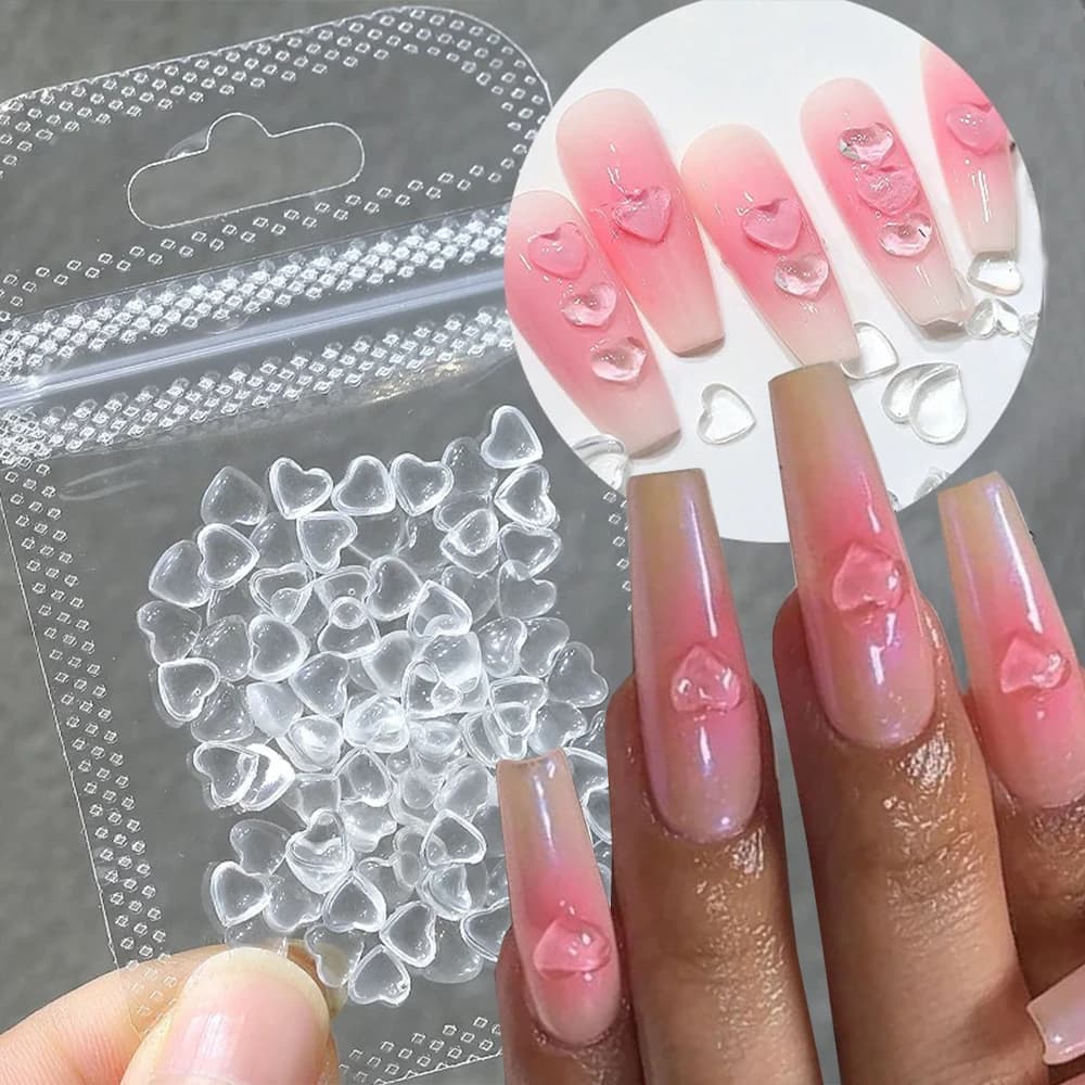 100 pz Trasparente Cuore AMORE Pendenti E Ciondoli Per Unghie Resina 3D Trasparente Cuore Strass Parti Del Chiodo 4/6/8mm FlatBack cristallo Amore FAI DA TE Nail Deco