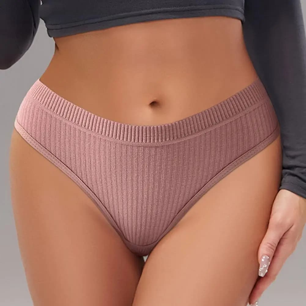 Sexy Women Thong Underwear High Thong Cotton Thongs for Women Soft Low Rise Underwear Ribbed Breathable T Back Panties