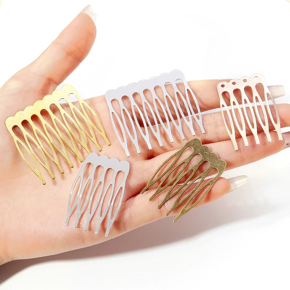 10pcs 5 8 10 Teeth Metal Hair Comb Brass For Clip Women Girl Bridal Ornament Jewelry Decorative Accessories Wedding Accessorie