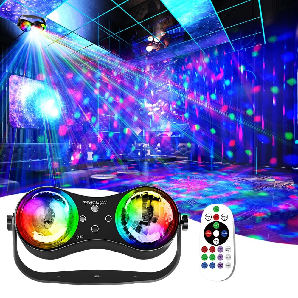 Proiettore LED Aurora Laser 3-in-1 con Effetto Sfera Magica, Luci da Festa con Telecomando, Strobo da Palco DJ per Club