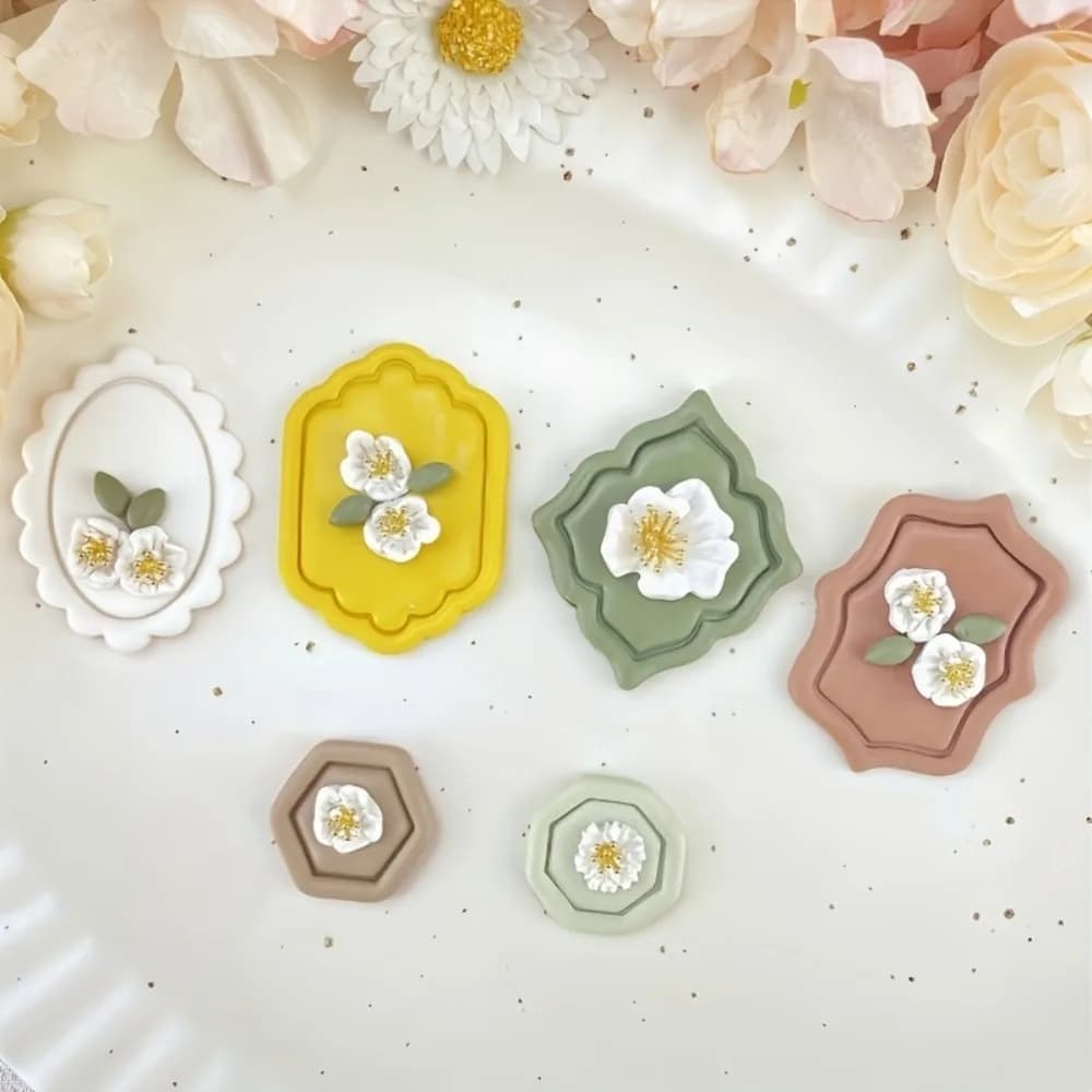 6pcs Vintage Frame Shape Polymer Clay Cutters | Embossing Clay Cutters for Earrings Jewelry Clay Crafts Making DIY Hand Tools