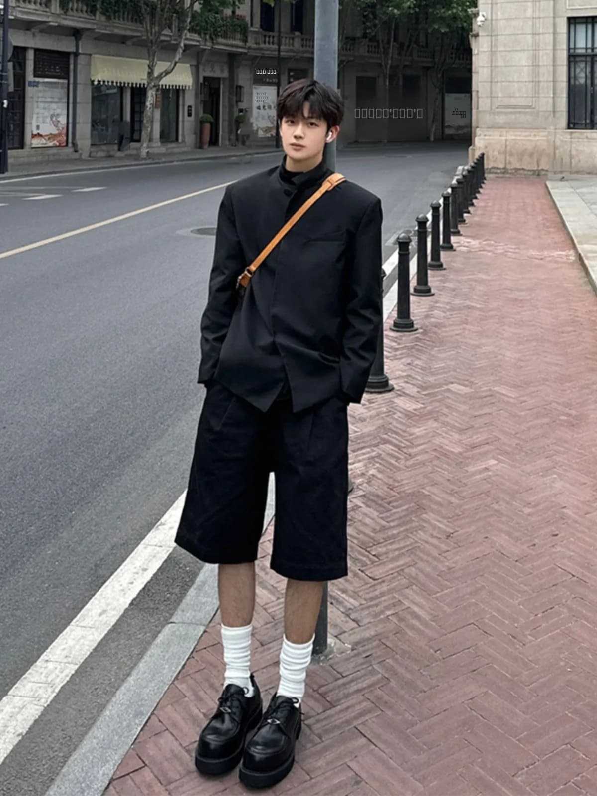 Black American Style Men's Summer Short Pants Draping Suit Shorts Five-Quarter Length Youthful And Handsome Casual Trousers