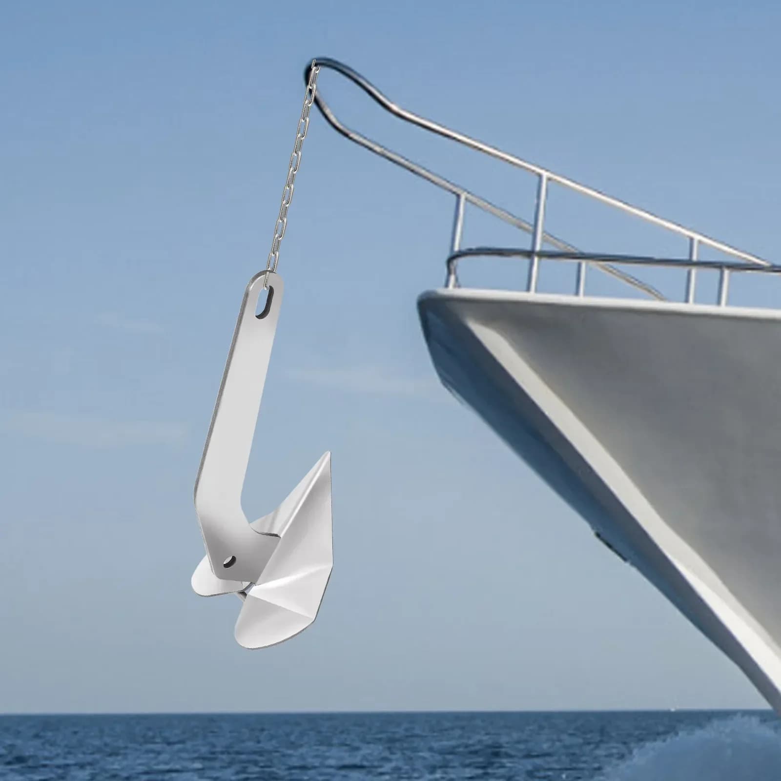 Ancoraggio per barche per piccole yacht, ancoraggio per barche a forma triangolare in acciaio inossidabile 316, per navi durante la navigazione e l'amoraggio