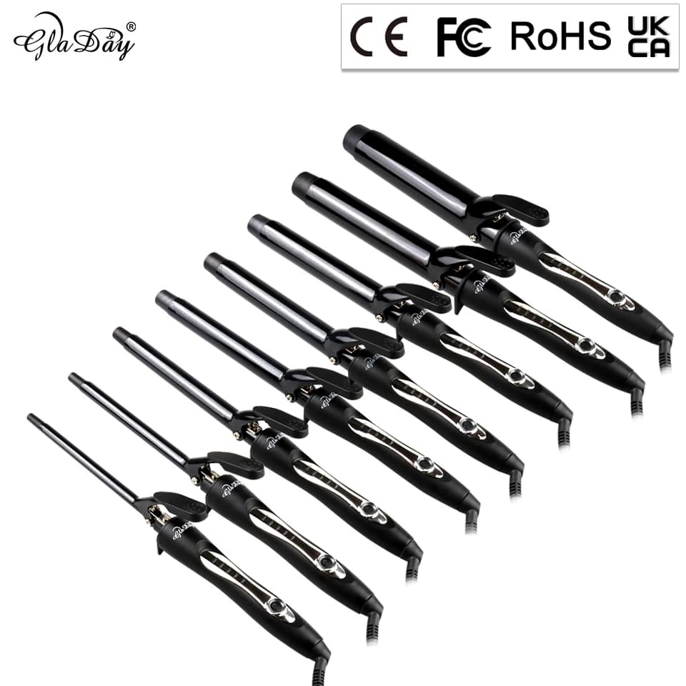 Professional ceramic hair cutters with curling stick with double tension