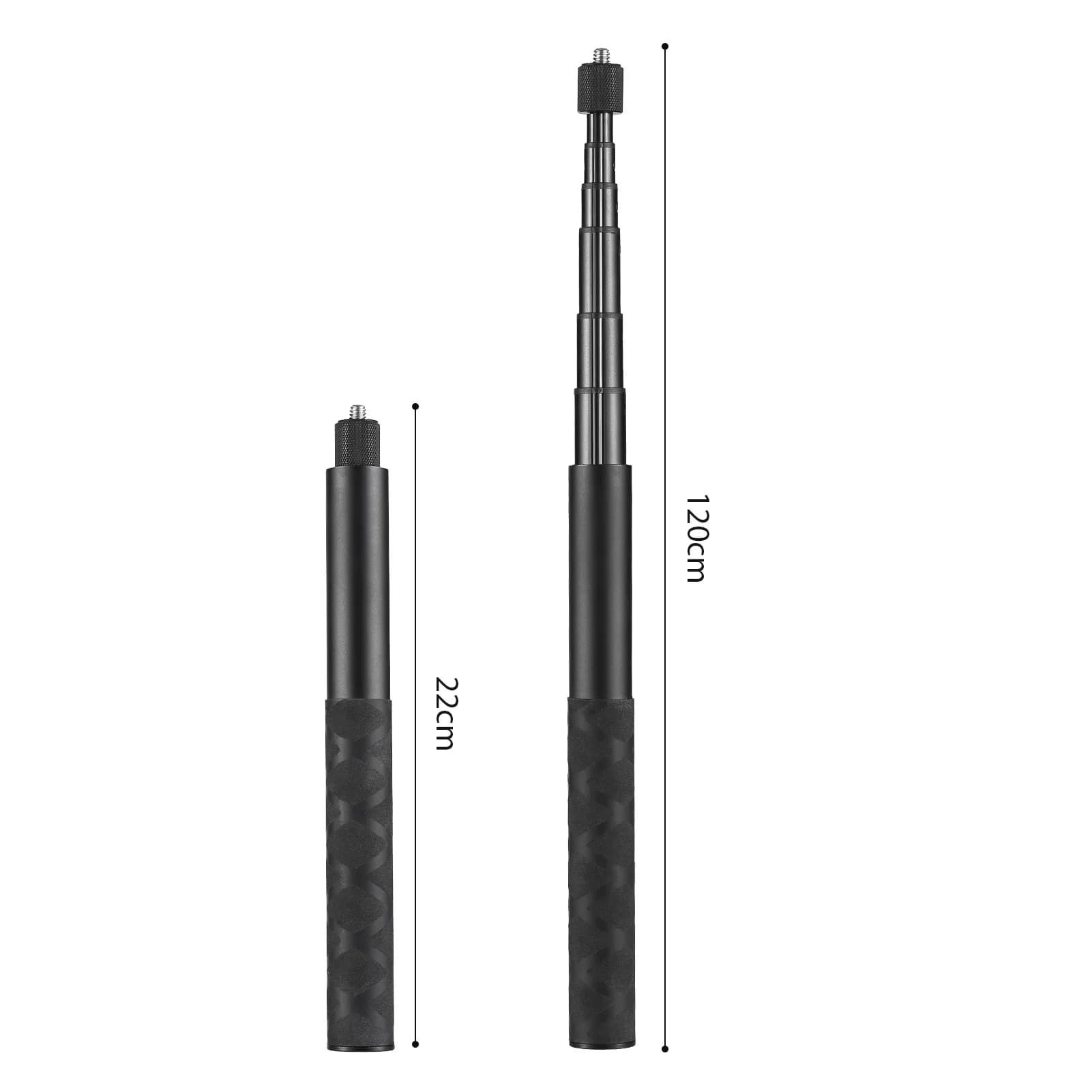 Bastone Selfie Estensibile Invisibile in Lega di Alluminio con Vite da 1/4 di Pollice, Lunghezza Massima 120 cm/47,2 pollici Ricambio per Insta360 X4/ X3/ ONE